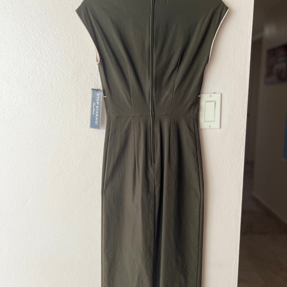 NWT Stop Staring 30s Bombshell Fitted Wiggle Dress Size Medium Army Olive Green - Picture 13 of 15